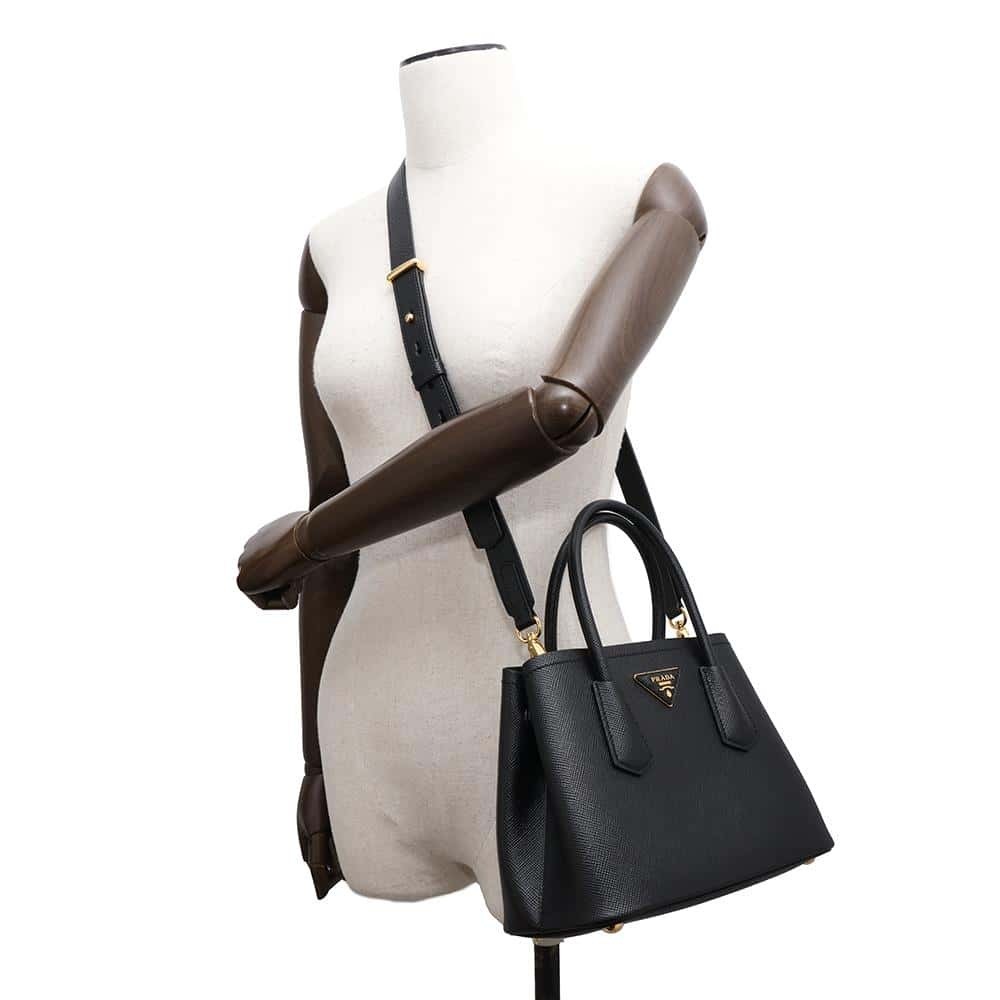 Prada handbag Double Saffiano leather black bag - Picture 4 of 12